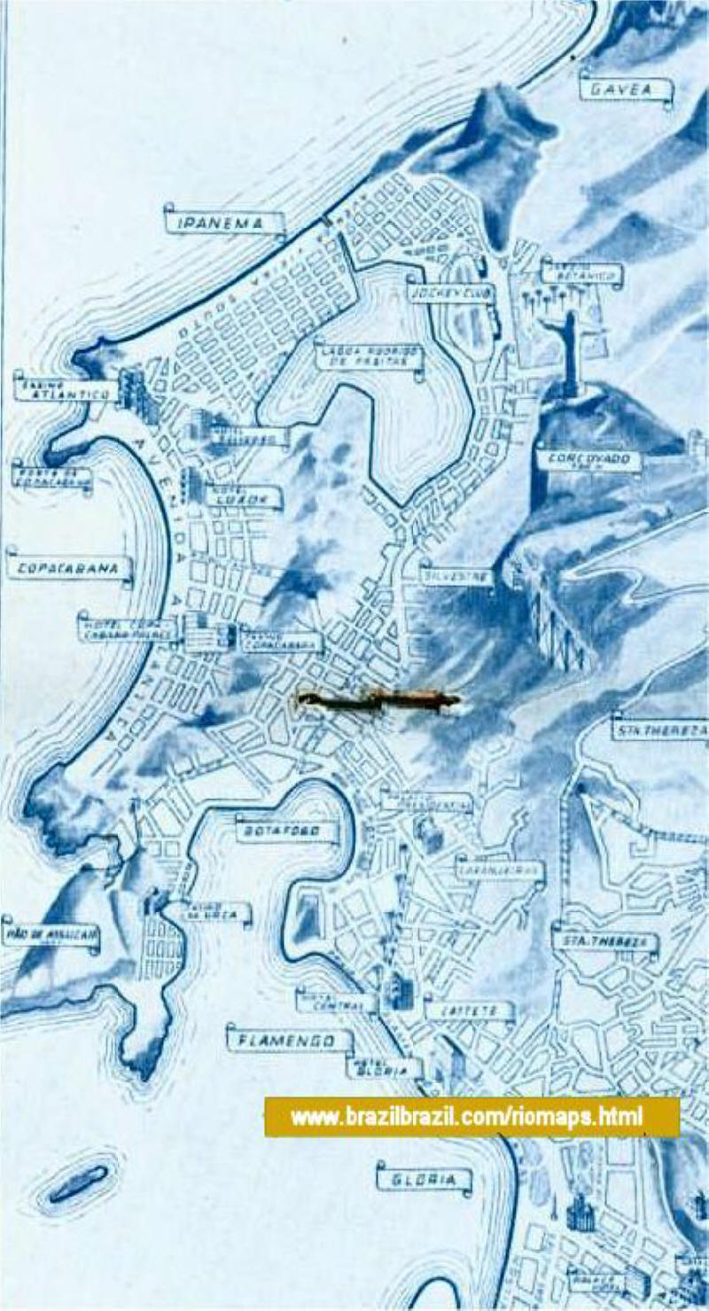 Mapa da região da Urca - 1934
